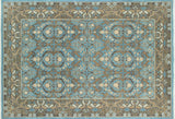 Fine Chobi Muntaqim Light Blue/Brown Rug, 6'3x9'1
