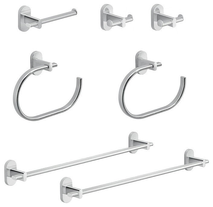 His and Hers 7 Piece Chrome Bathroom Hardware Set