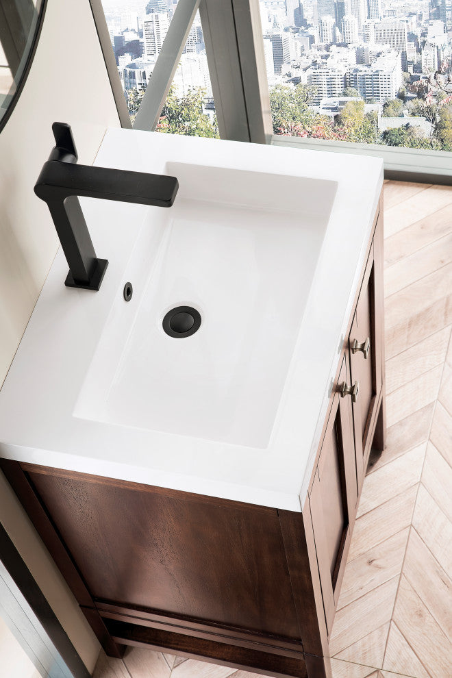 Addison 24" Vanity, Acacia, White Glossy Resin Countertop
