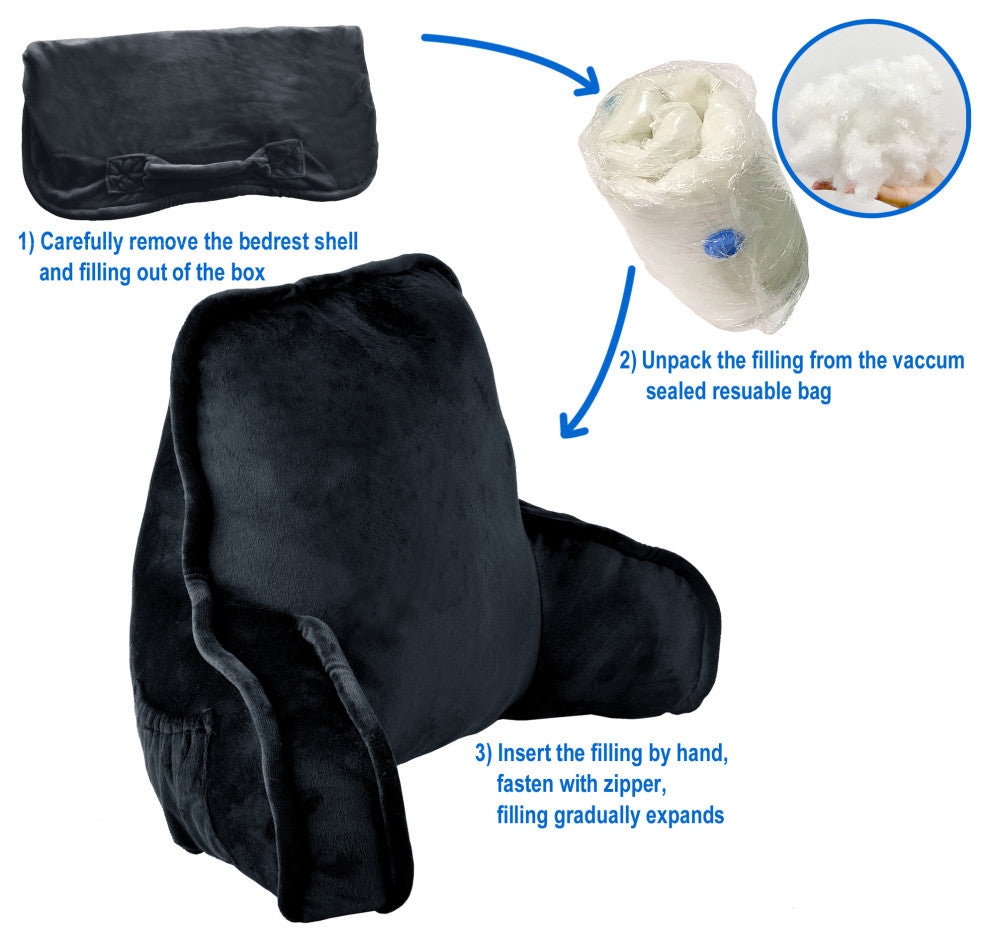 Supersoft Bedrest Lounger Backrest With DIY Filling, Navy Blazer