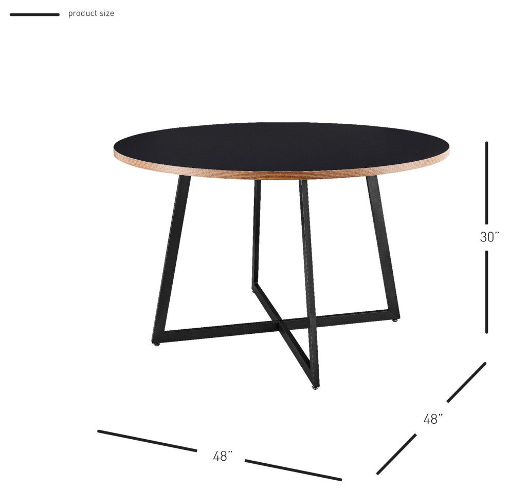 Courtdale 47" Round Dining Table, Black