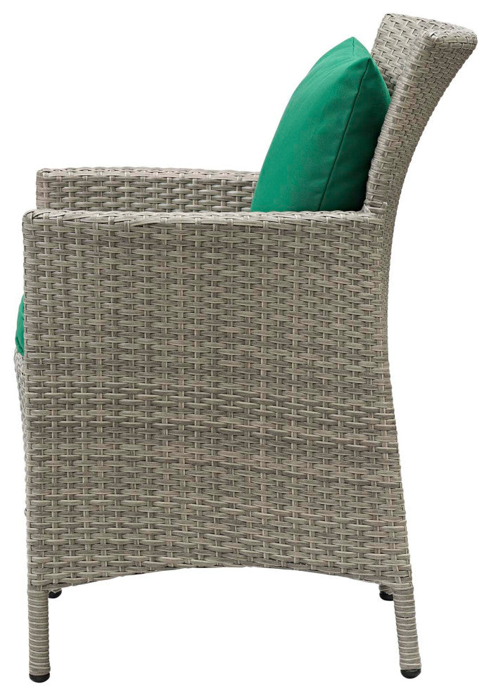 Lounge Sectional Sofa Chair Set, Rattan, Wicker, Gray Green, Outdoor
