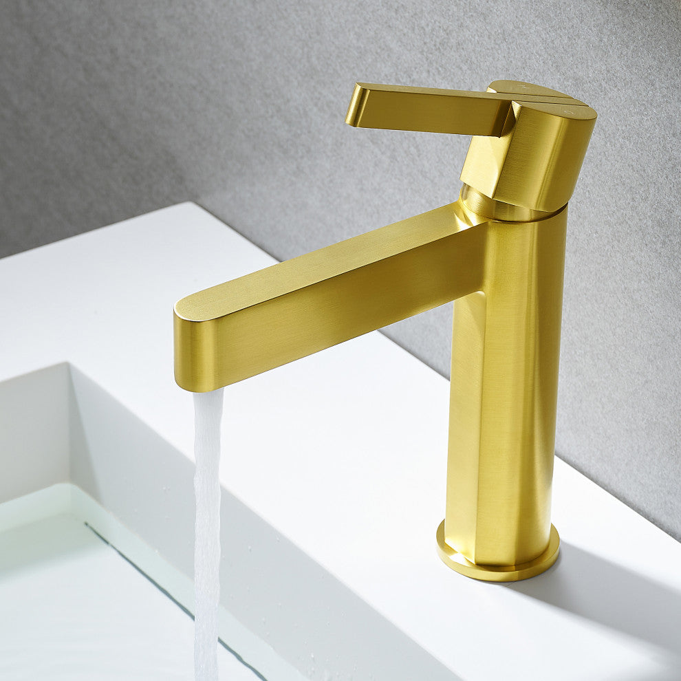 Stila Single Hole Single-Handle Bathroom Faucet, Brushed Gold
