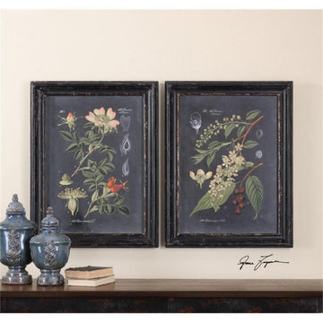 Bowery Hill Modern Midnight Botanicals 2 Piece Wall Art Set