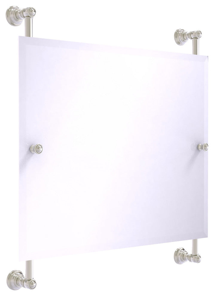 Carolina Landscape Frameless Rail Mounted Mirror, Satin Nickel