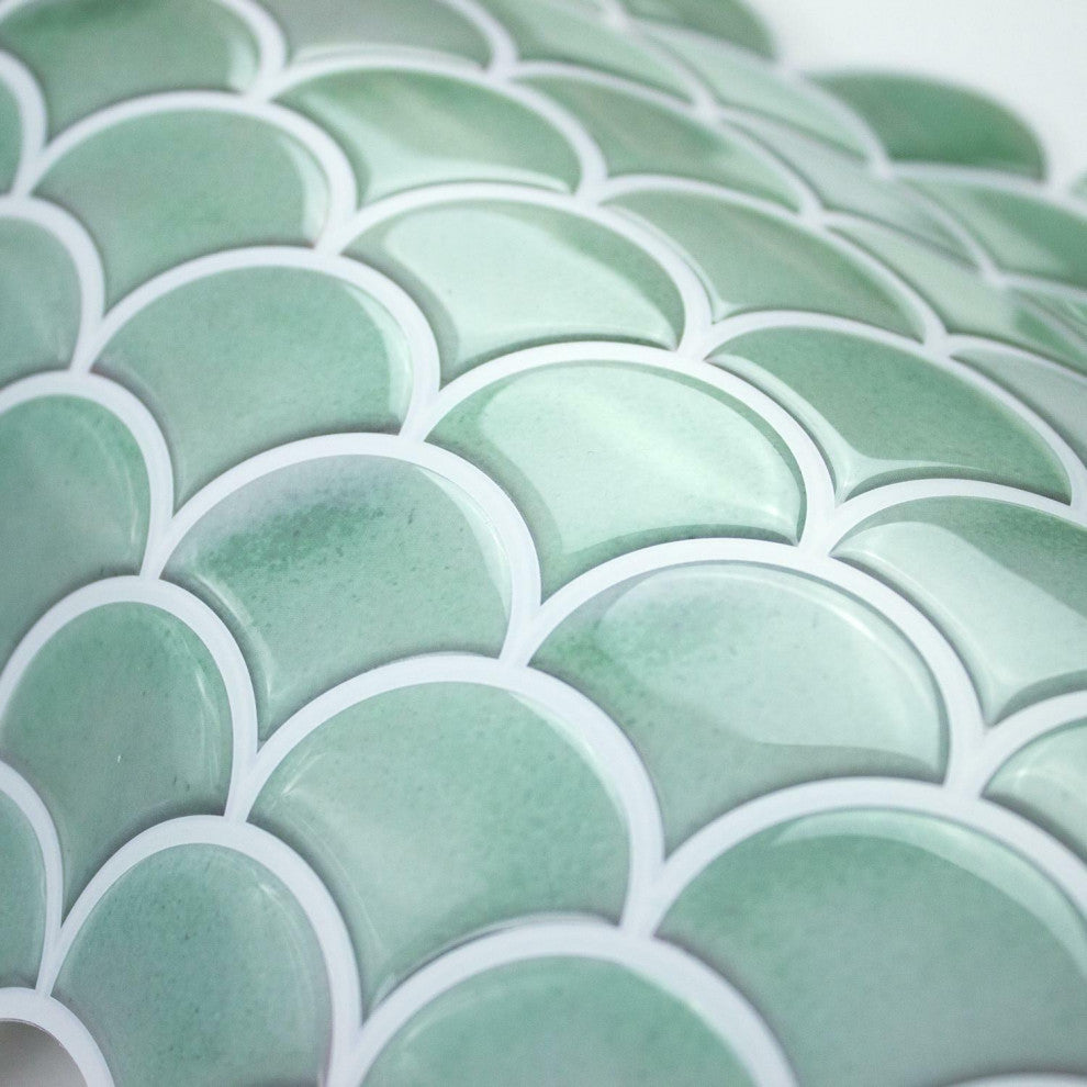 Aqua Scallop Peel And Stick Backsplash