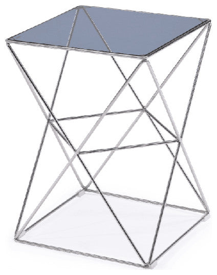 HomeRoots 22" Glass and Stainless Steel End Table