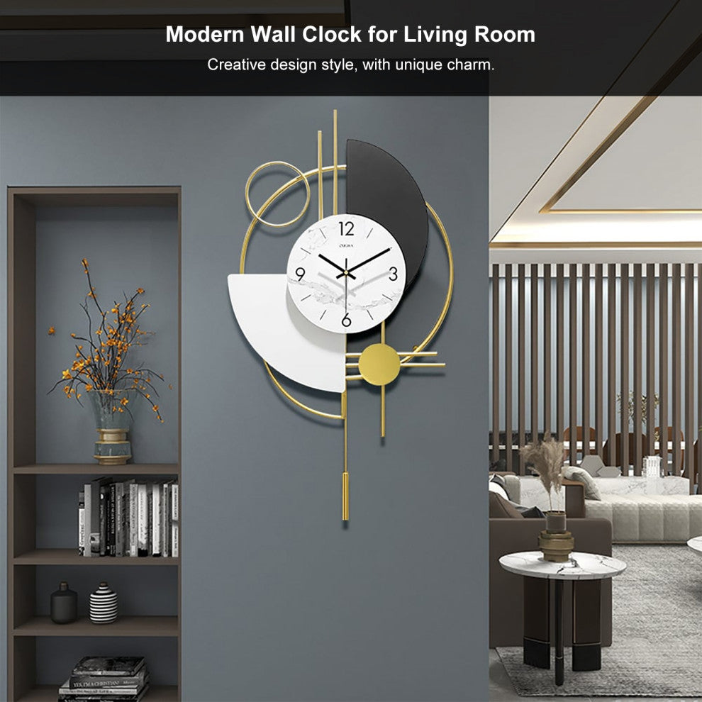 Modern 16.5" Decorative Big Wall Clocks for Living Room 3D Round Wall Clock