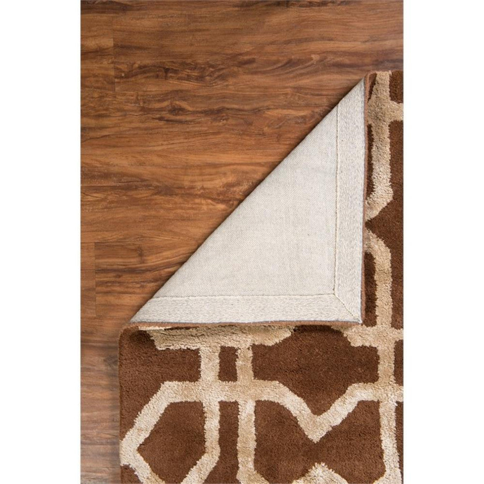 Linon Aspire X's Hand Tufted Wool 5'x8' Rug in Brown