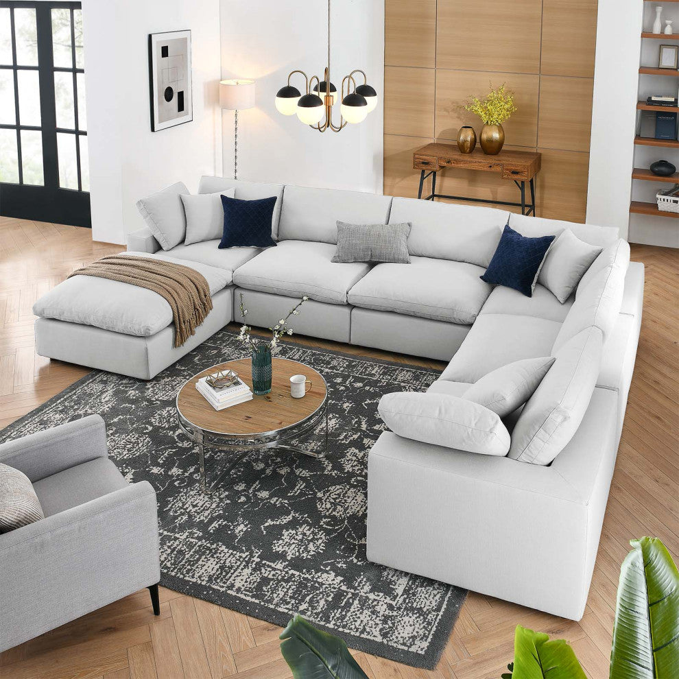 Modular Sectional Deep Sofa Set, Gray, Fabric, Modern, Lounge Hospitality