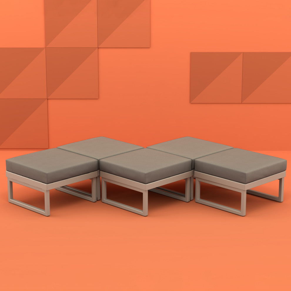 Mykonos Ottoman Taupe With Acrylic Fabric Taupe Cushion