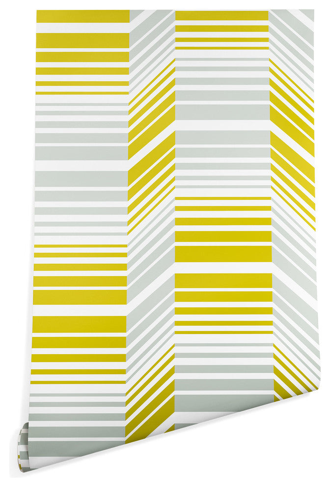 Deny Designs Heather Dutton Delineate Citron Wallpaper, Gray, 2'x10'