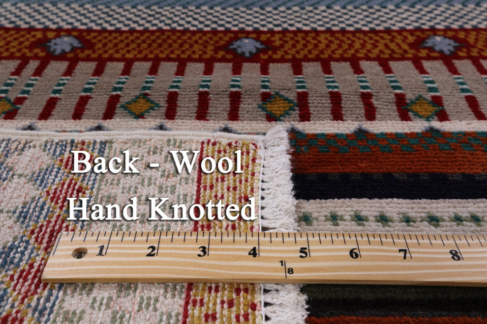6' Square Loribaft Persian Gabbeh Hand-Knotted Rug Q6556