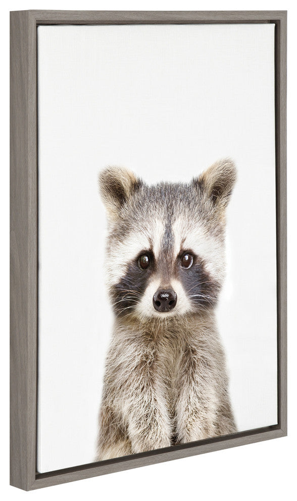 Sylvie Baby Racoon Animal Print Framed Canvas Wall Art by Amy Peterson, 18x24