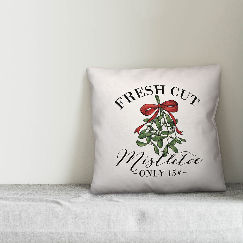 Fresh Cut Mistletoe 18"x18" Indoor / Outdoor Throw Pillow
