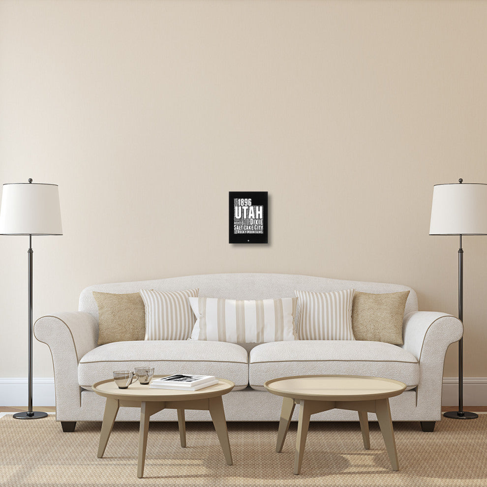 "Utah Black and White Map" Fine Art Print