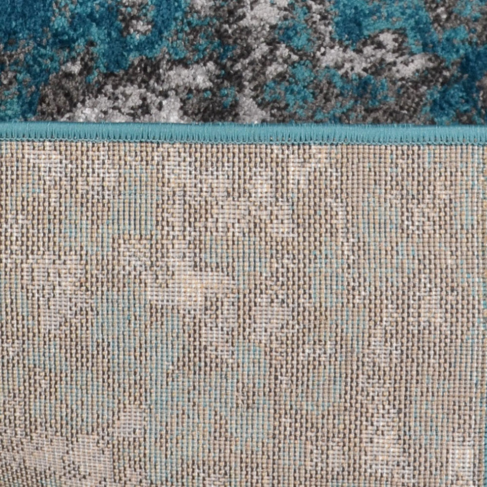 MACHINE MADE HEATSET POLYPROPYLENE AREA RUGS -Silver Ivory Color,Abstract Design, [Runner] 3'2''x10'
