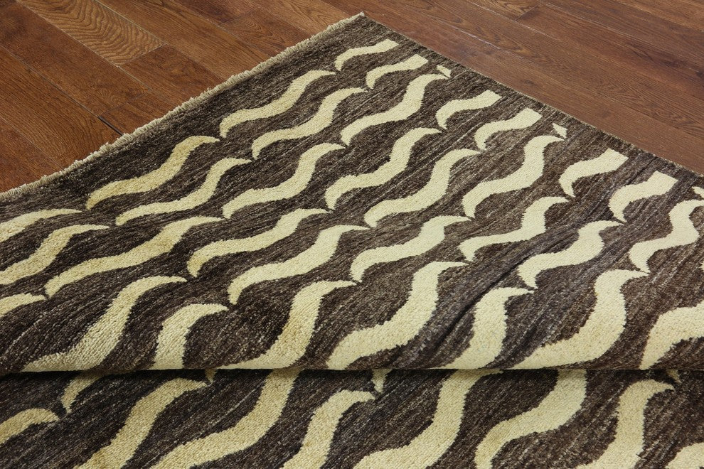New 6'x8' Brown All Over Mustache Design Gabbeh Hand Knotted Wool Area Rug H8581