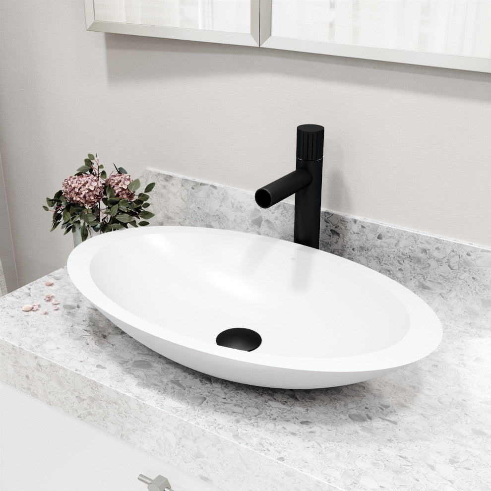 VIGO Ashford 11" H Single Handle Single Hole Bathroom Vessel Faucet, Matte Black