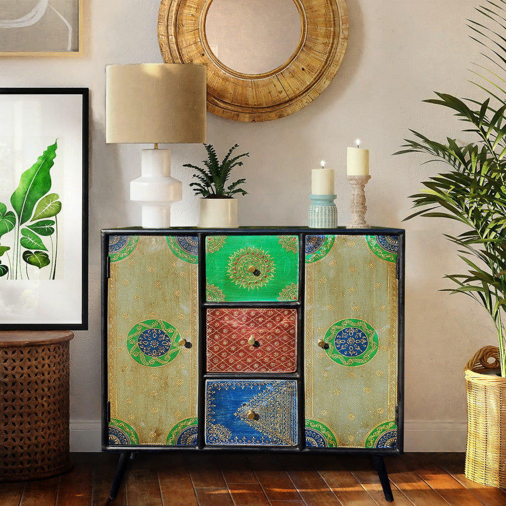 Madagascar Mango Wood Cabinet With 3 Drawers and 2 Doors