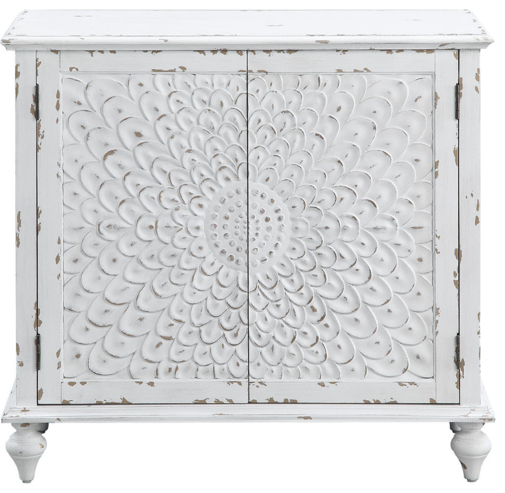 Accent Cabinet With One Shelf, Antique White Finish