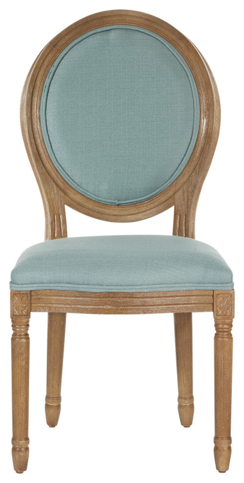 Lillian Oval Back Chair, Klein Sea Fabric With Brushed Frame