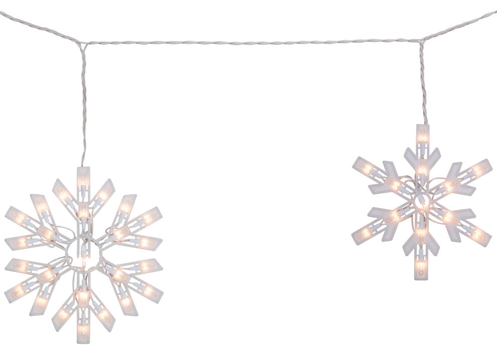 150ct White Snowflake Icicle Christmas Lights  8.5 ft White Wire