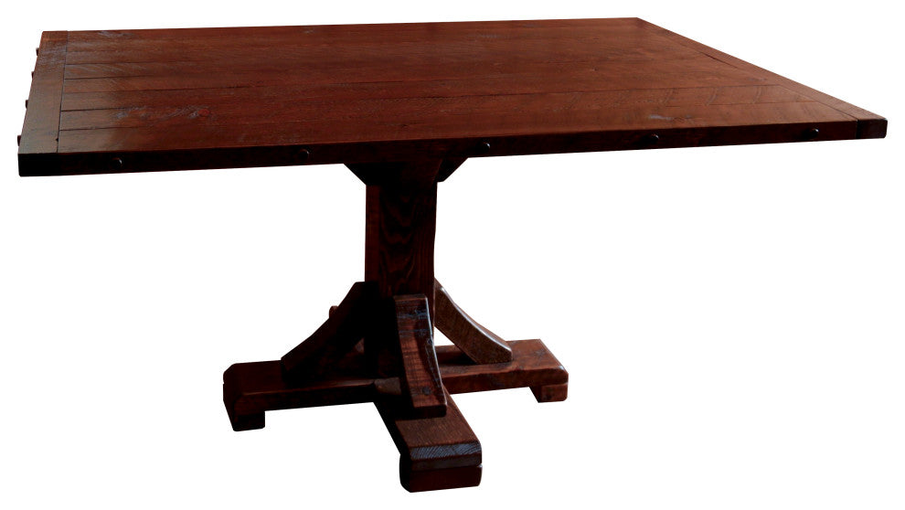 Barnwood Style Timber Peg Pedestal Dining Table, Michael's Cherry, 42" X 42"