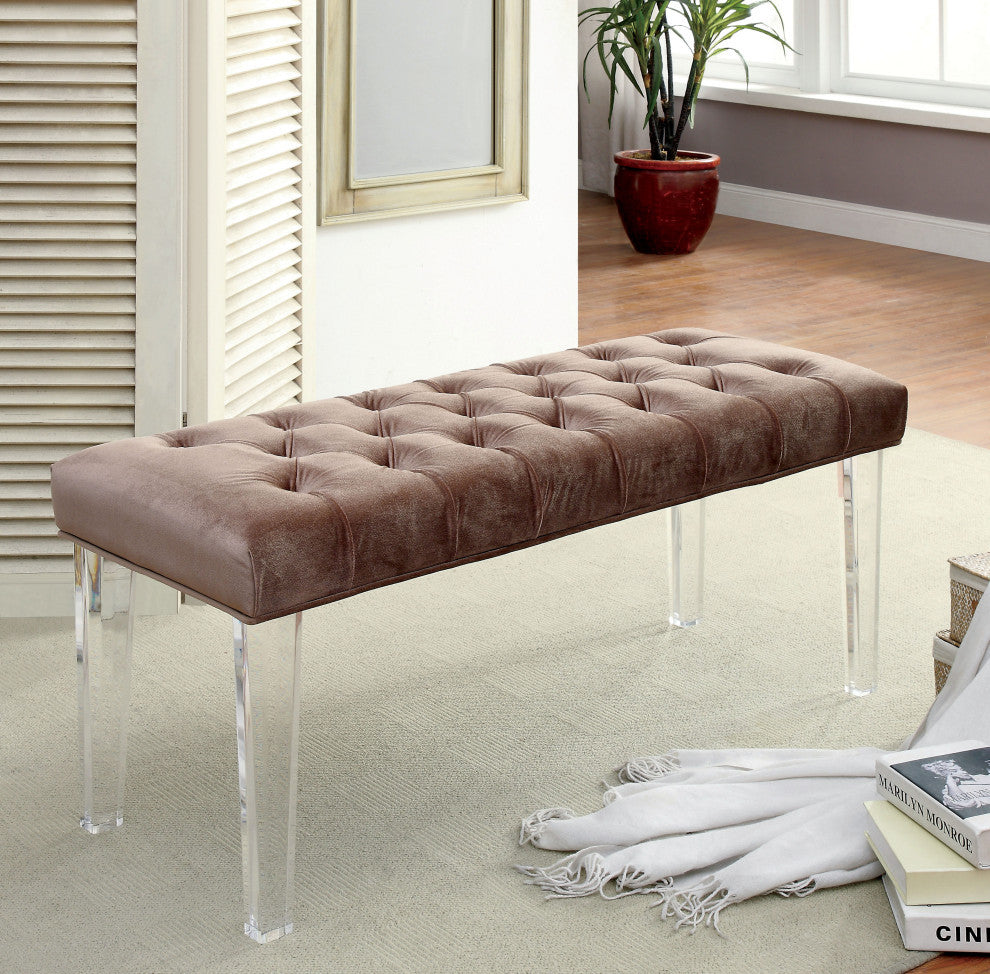 Ocean Faux Suede Bench, Brown