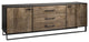 82" Brown and Black Solid Wood Three Drawer Sideboard With 2-Doors