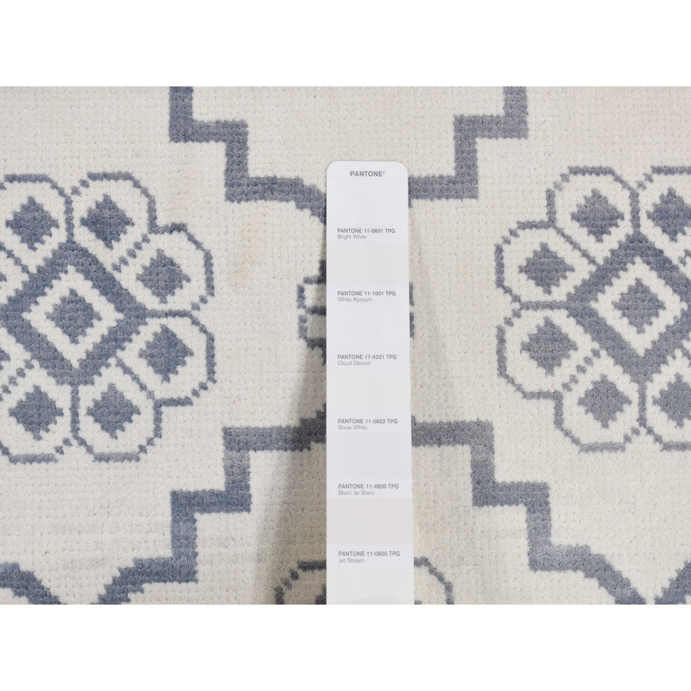 Ivory Agra Mughal Dynasty Design Cotton Hand Knotted Oriental Rug 8'1"x10'2"
