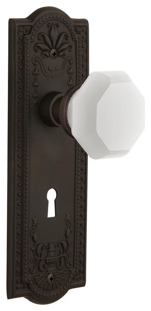 Meadows Plate with Keyhole Passage Waldorf White Milk Glass Knob