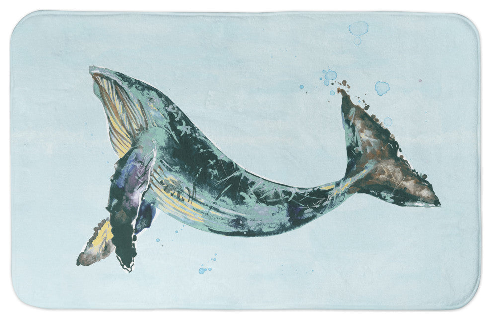 Teal Whale On Teal 21x34 Bath Mat