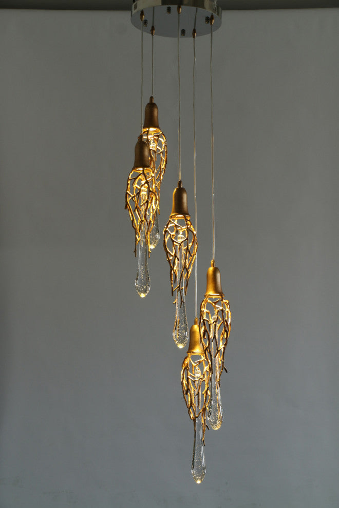 MIRODEMIÂ® Andora | Creative Crystal Chandelier with Clear Glass Drops, 5 Lights, Warm Light