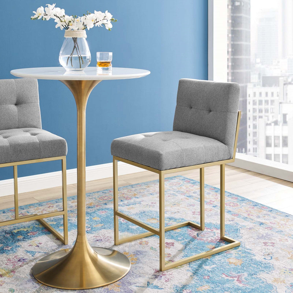Grey Fabric Counter Stool, Heidi Giselle Gold Counter Stool, Luxe Glam Stool