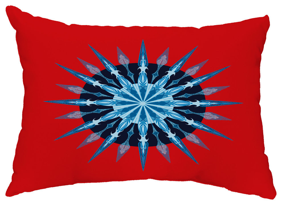 Sea Wheel 14"x20" Decorative Nautical Outdoor Pillow, Red