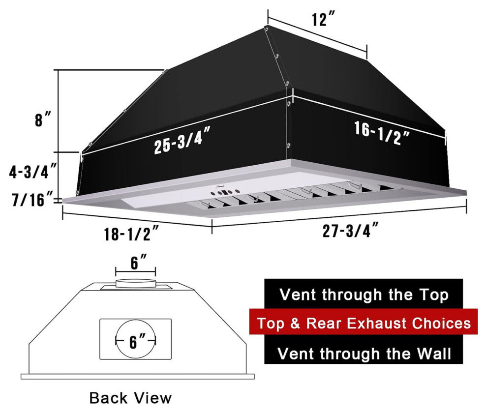 30" Insert/Built-in Satin White Range Hood, Dimmable, 3-Speeds 600CFM, Warm White Light, Satin White & Gold