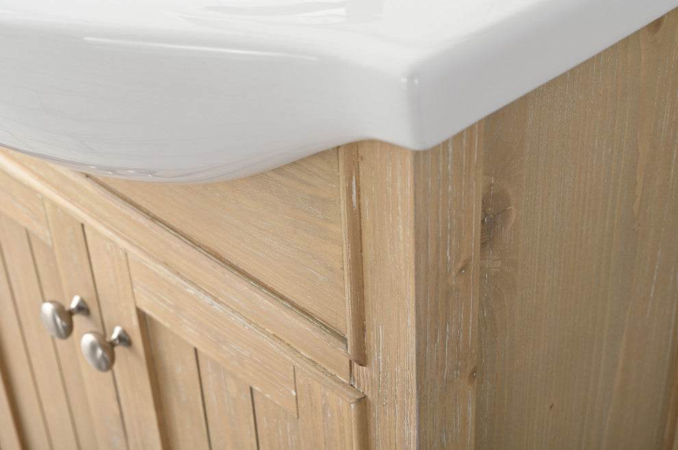 Marian 24 in. Single Sink Bath Vanity in Oak with White Porcelain Top