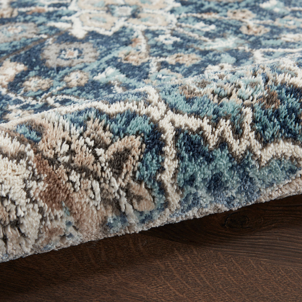 Nourison American Manor 5'3" x 7'3" Blue/Ivory Bordered Indoor Rug, Blue/Ivory, 8' Runner, Bordered