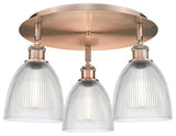 Castile-3 Light 18" Flush Mount-Antique Copper, Clear Glass Shade