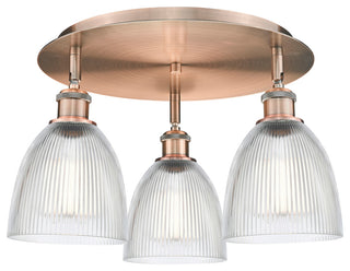 Castile-3 Light 18" Flush Mount-Antique Copper, Clear Glass Shade