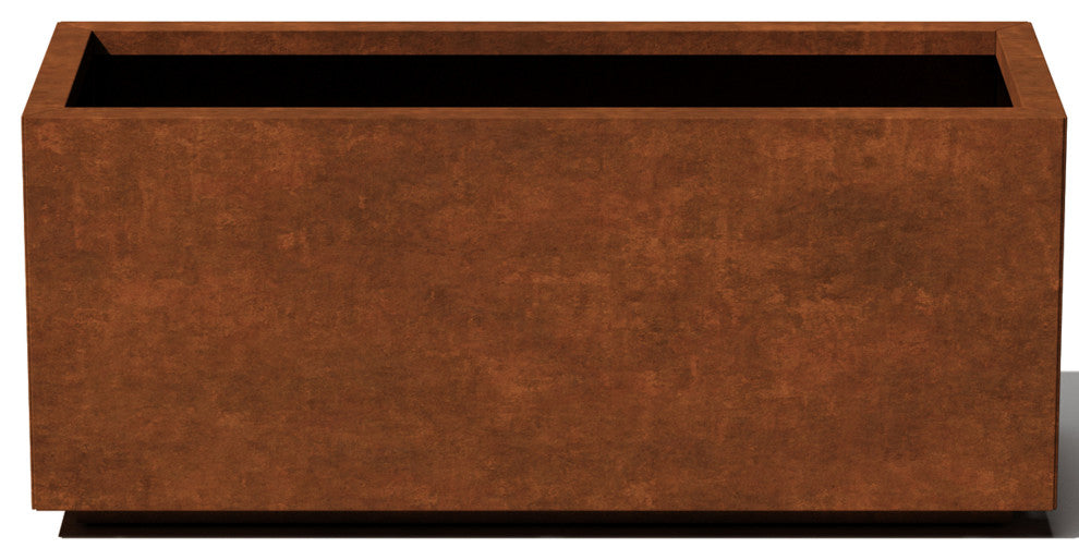 Metallic Series Corten Steel Long Box Planter, Large