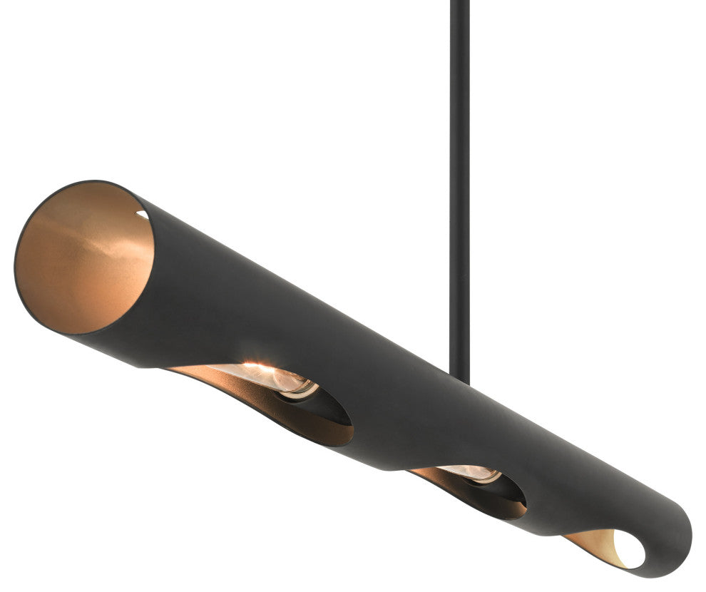 Black Contemporary, Minimal, Industrial, Urban, Sleek Linear Chandelier