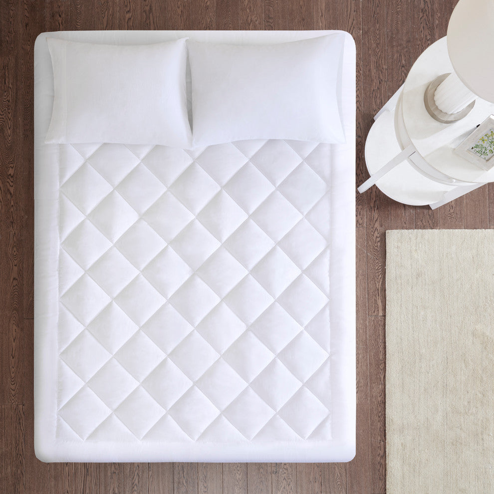 Sleep Philosophy Microfiber Waterproof Mattress Pad, White, King