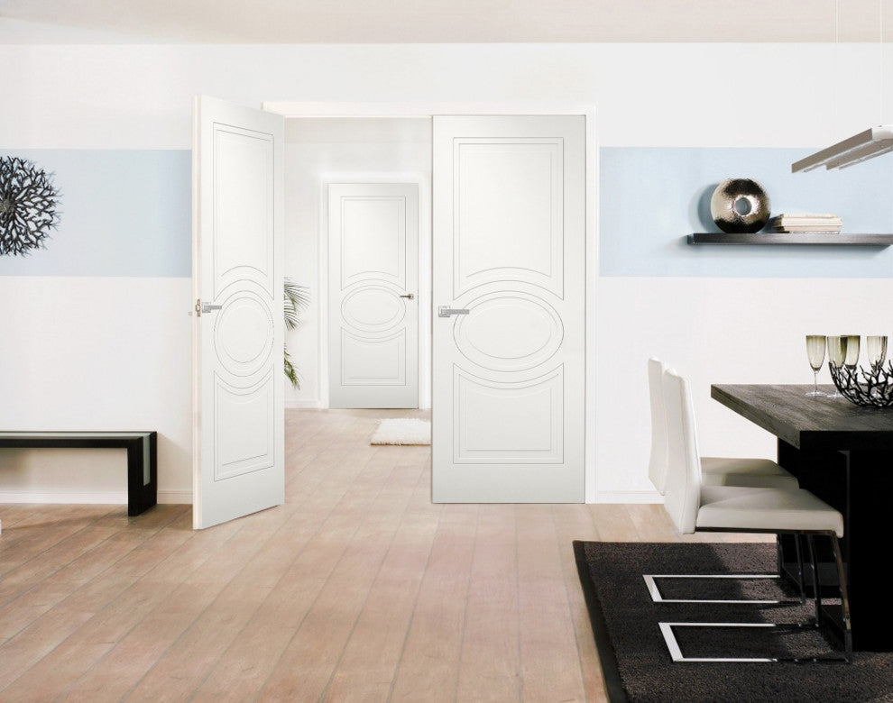 Interior French Double Doors / Mela 7001 Matte White /Modern Doors -56x80