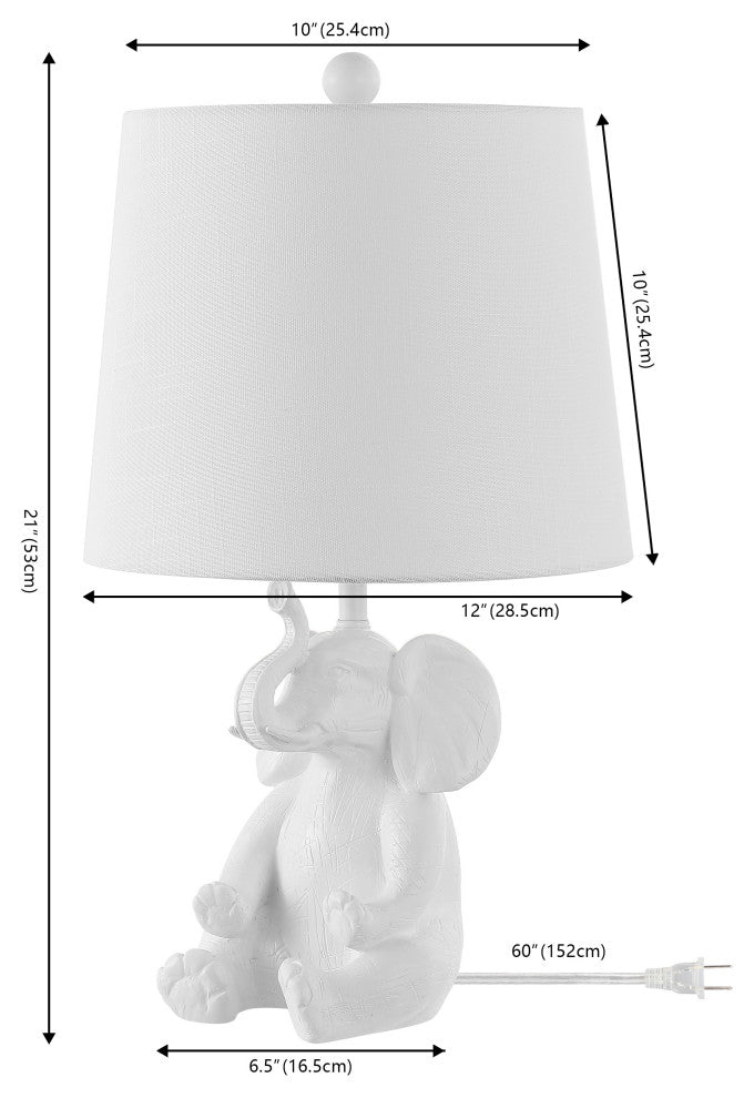 Modern Shabby Chic Resin/Iron Happy Elephant LED Kids'' Table Lamp, Phone Stan