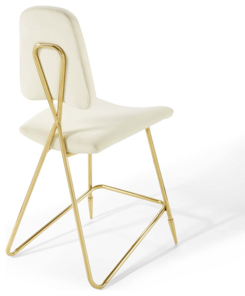 Ponder Counter Stool Performance Velvet Set of 2-Ivory