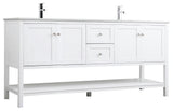 72" Double Bathroom Vanity, White