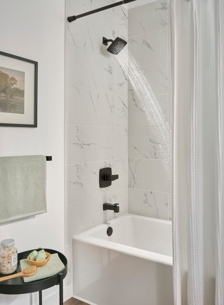Tribune 1H Tub and Shower Trim Kit and Treysta Cartridge 1.75gpm, Satin Black