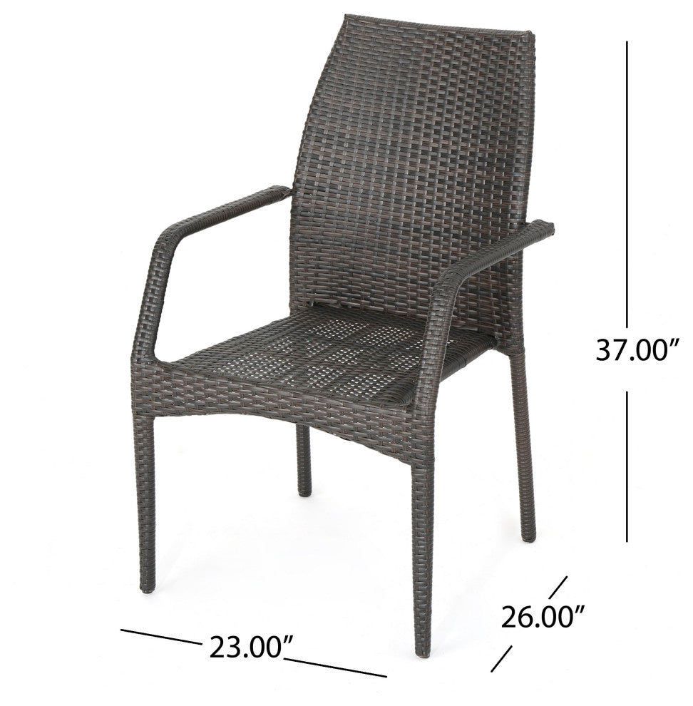 GDF Studio 5-Piece Knightley Outdoor Multi-Brown Wicker Dining Set